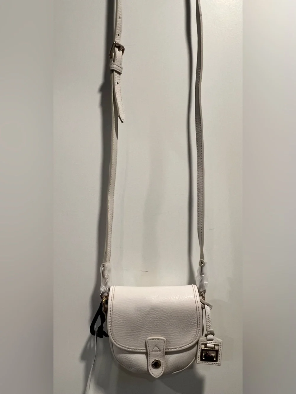 Dooney & Bourke White Pebbled Leather Saddle Crossbody NWT